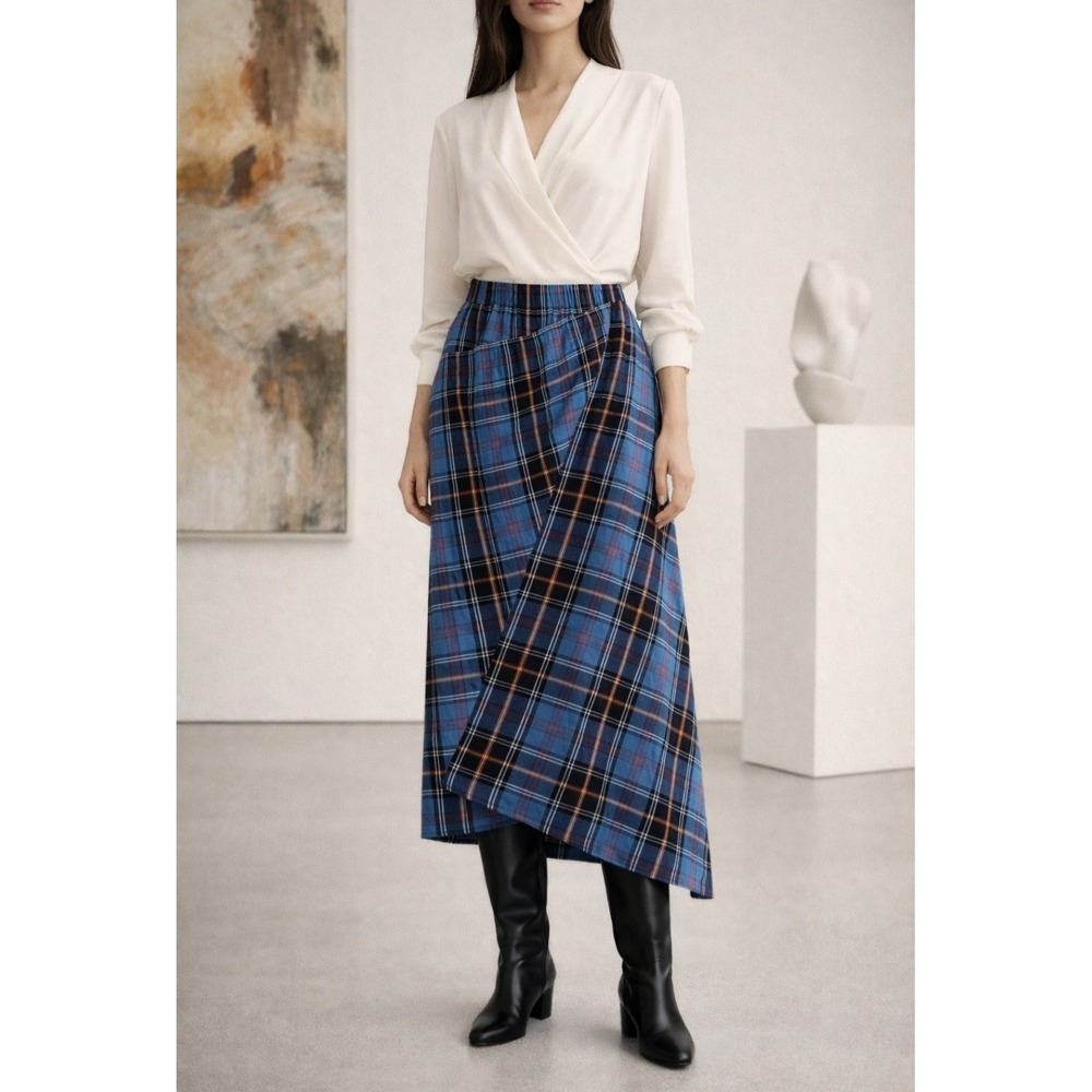 Zero + Maria Cornejo ORIGINAL SAMPLE F/W 2018 Size 4 Plaid Tartan Elise Skirt